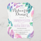 水色彩の鮮やか色の羽 招待状 (正面/裏面)