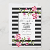 水色彩の鮮やか色の花ストライプブライダルシャワー 招待状 (正面)