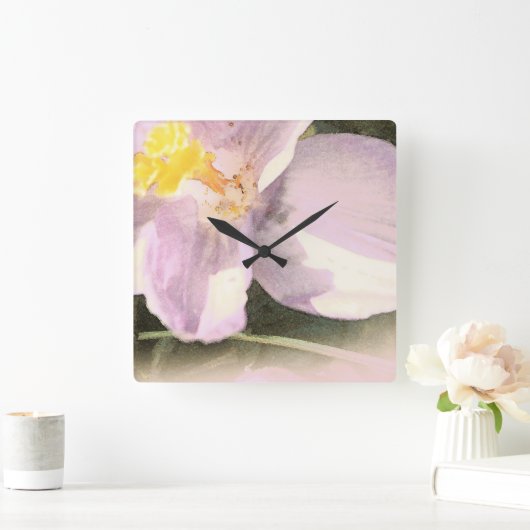 水色彩の鮮やか色クロッカスフラワーアート スクエア壁時計 (ホーム)
