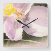 水色彩の鮮やか色クロッカスフラワーアート スクエア壁時計 (正面)