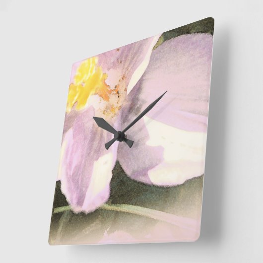 水色彩の鮮やか色クロッカスフラワーアート スクエア壁時計 (傾斜)