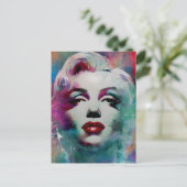 水色彩の鮮やか色サイバーパンク女性の頭 ポストカード (スタンド正面)