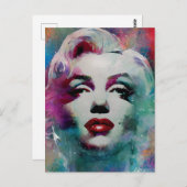 水色彩の鮮やか色サイバーパンク女性の頭 ポストカード (正面/裏面)