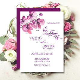 水色彩の鮮やか色パープルフローララン結婚ズ 招待状