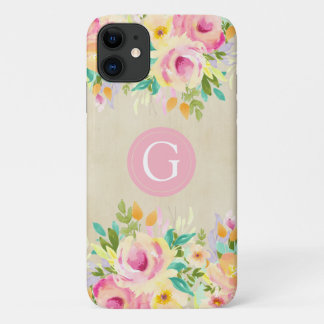 水色彩の鮮やか色フローラモノグラムiPhone 11ケース iPhone 11 ケース