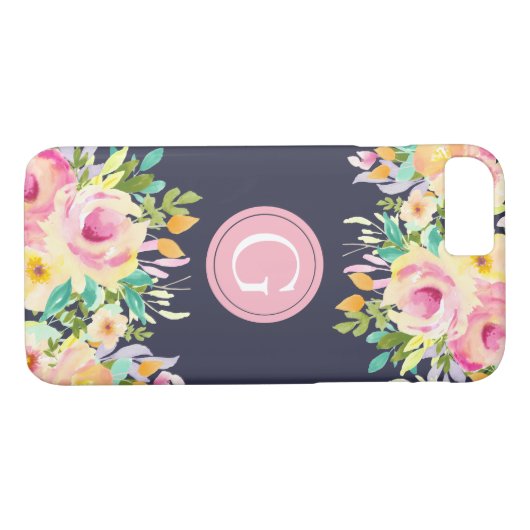 水色彩の鮮やか色フローラモノグラムiPhone 7ケース Case-Mate iPhoneケース (裏面(横))