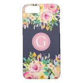 水色彩の鮮やか色フローラモノグラムiPhone 7ケース Case-Mate iPhoneケース (裏面)