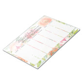 水色彩の鮮やか色フローラルパターンウィークリープランナー ノートパッド (アングル)