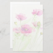 水色彩の鮮やか色ポピー3 便箋 (正面/裏面)