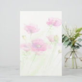 水色彩の鮮やか色ポピー3 便箋 (スタンド正面)