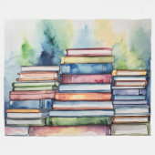 水色彩の鮮やか色本読集 フリースブランケット (正面(横))