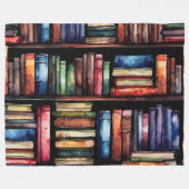 水色彩の鮮やか色本読集 フリースブランケット (正面(横))