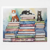 水色彩の鮮やか色本読集 フリースブランケット (正面(横))