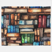 水色彩の鮮やか色本読集 フリースブランケット (正面(横))