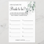 水色彼女のシャワーゲームカードは何歳だったかを推測 チラシ (正面)