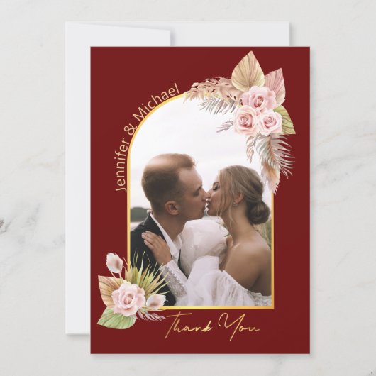水色感謝していフローラお結婚客様の写真の赤 ノートカード (正面)