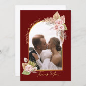 水色感謝していフローラお結婚客様の写真の赤 ノートカード (正面/裏面)