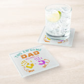 水色手印刷された父パパ息子の子供の贈り物 ガラスコースター (アングル)