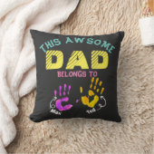 水色手印刷された父パパ息子の子供の贈り物 クッション (ブランケット)