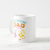 水色手印刷された父パパ息子の子供の贈り物 コーヒーマグカップ (正面左)