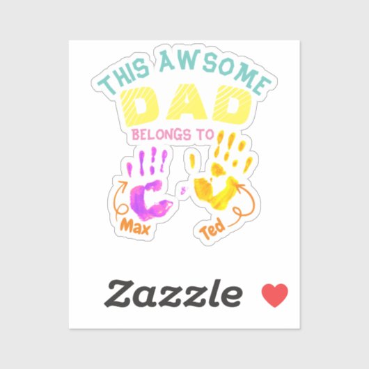 水色手印刷された父パパ息子の子供の贈り物 シール (シート)