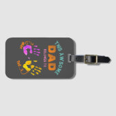 水色手印刷された父パパ息子の子供の贈り物 ラゲッジタグ (正面横)