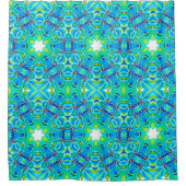 水色手絵を描幾何緑色抽象芸術 シャワーカーテン (正面)