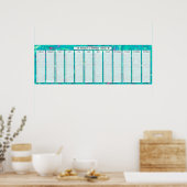 水色抽象永続誕生日カレンダー ポスター (キッチン)