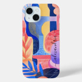 水色抽象芸術カラフルシェイプ（名前あり） Case-Mate iPhoneケース (裏面)