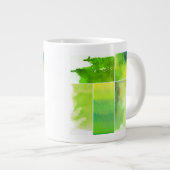 水色抽象芸術ハンド ジャンボコーヒーマグカップ (正面右)