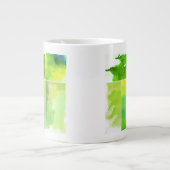 水色抽象芸術ハンド ジャンボコーヒーマグカップ (正面)