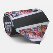 水色抽象芸術女性黒白ストライプ色 ネクタイ (ロール)