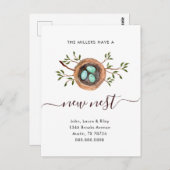 水色新しいネストのアドレス変更の移動 ポストカード (正面/裏面)