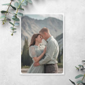 水色春の花と写真結婚の 招待状