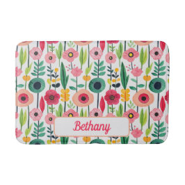 水色春の花(名前エレガント) バスマット