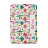 水色春の花(名前エレガント) バスマット (正面縦)