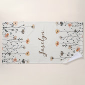 水色春の花(名前素朴) ビーチタオル (正面)