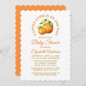 水色柑橘系オレンジ小さなかわいこちゃんシャワー 招待状 (正面/裏面)