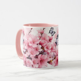 水色桜さくらんぼ蝶マグ マグカップ