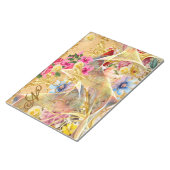 水色植物性金ゴールド抽象芸術鳥バラ名 ノートパッド (アングル)