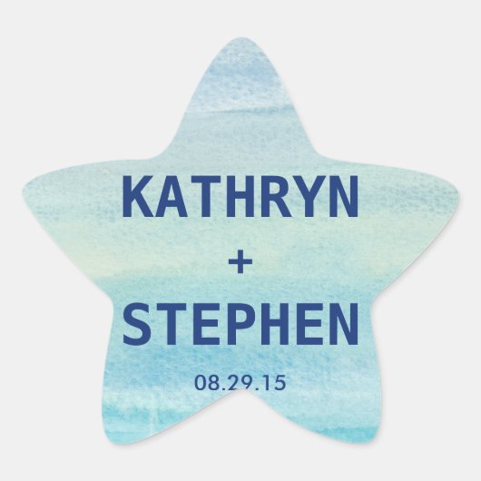 水色海お気に入りシール/封筒用シール 星シール (正面)