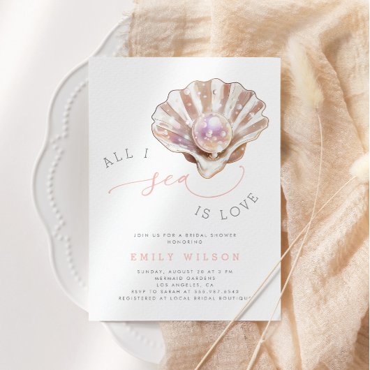 水色海すべて私の海は愛のブライダルシャワー 招待状
