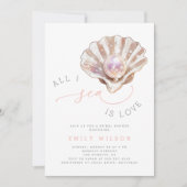 水色海すべて私の海は愛のブライダルシャワー 招待状 (正面)