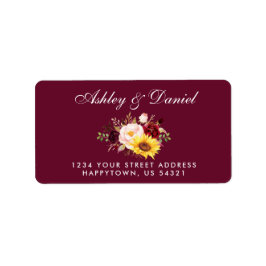 水色混合フローラバーガンディーアドレス ラベル