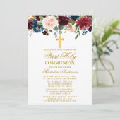 水色混合フローラファーストコミューニオンブルゴーニュ 招待状 (スタンド正面)