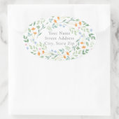 水色混合フローラフレームラベル 楕円形シール (バッグ)