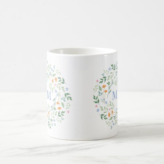 水色混合フローラ枠 コーヒーマグカップ (中央)