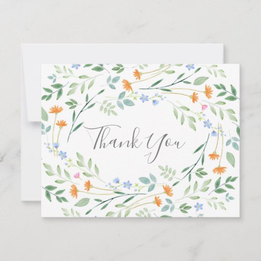 水色混合フローラ枠 サンキューカード (正面)