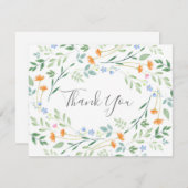 水色混合フローラ枠 サンキューカード (正面/裏面)