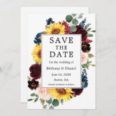 水色混合フローラ枠 セーブザデート (正面/裏面)